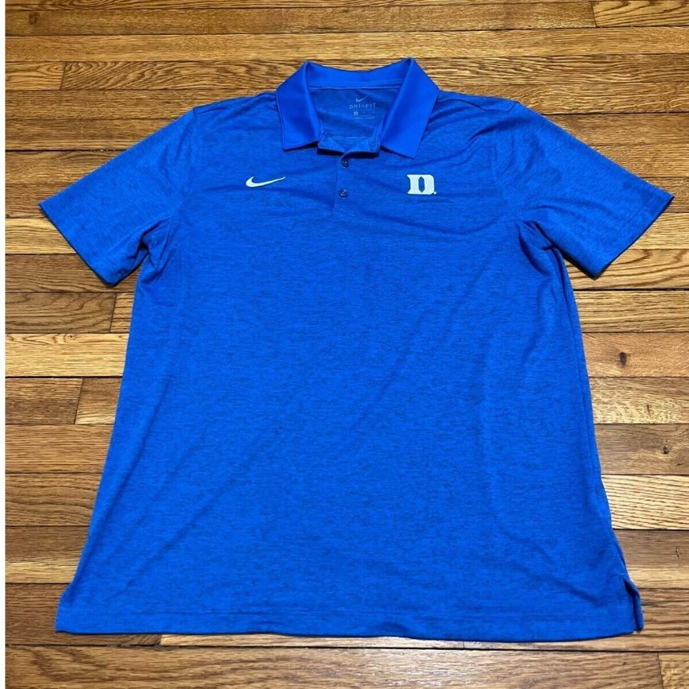Nike Duke Blue Devils Polo Shirt Adult Size Large Short Sleeve Dri Fit Top